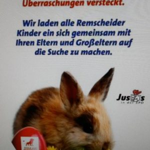 Der SPD-Nachwuchs Jusos lädt am Ostersonntag um 11:00 Uhr zur Ostereiersuche in den Stadtpark am Schützenplatz ein.