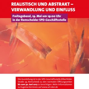 Einladung zur Ausstellung REALISTISCH UND ABSTRAKT: VERWANDLUNG UND EINFLUSS Malerei von Eugenia Kerrines am 19. Mai 2017