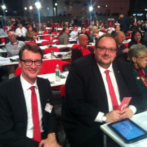 Sven Wiertz und Sven Wolf beim Bundesparteitag 2013 der SPD in Leipzig.